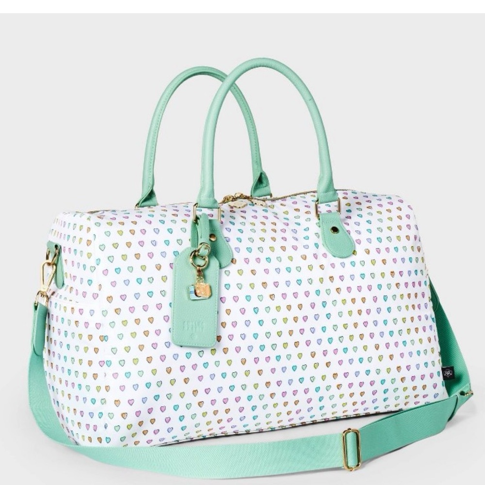 Disco Hearts Wave Softside Duffel Bag White/Teal - Roller Rabbit x Target